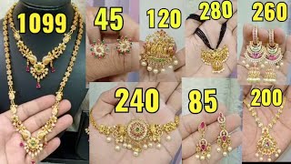 Wholesale 1 gm gold jewellerylow price jewelry collectionBridal jewelry collectionLow cost jewels [upl. by Alahcim]