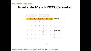 Printable March 2022 Calendar [upl. by Cantu]