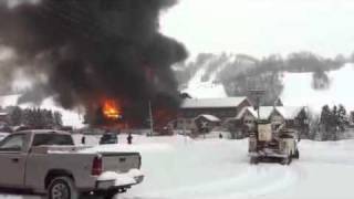 Raw Video of Big Powderhorn Mountain Lodge Fire [upl. by Kisung619]