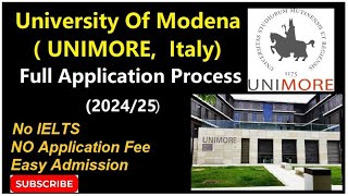 University of Modena Application in Italy  September Intake 2024 [upl. by Anerda]