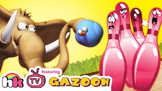 Gazoon Elephant Goes Bowling  Funny Animal Cartoons by HooplaKidz TV [upl. by Mosi]