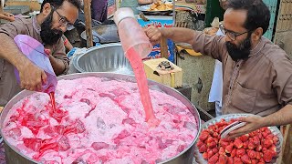 Fresh Strawberry Milkshake  How to Make Refreshing Special Summer Drinks Karachi Food Street [upl. by Aseiram188]