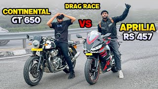 Aprilia rs 457 vs Continental GT 650  Drag race 😱 [upl. by Ydnirb456]