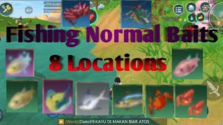 8 Location Fishing Normal BaitsSmallLargeKingUtopia Origin [upl. by Suciram]