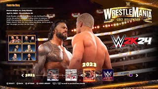 WWE 2K24 Brock Lesnar Roman Reigns 40 Years Of Wrestlemania Showcase Gameplay [upl. by Akerboom]