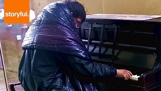 Homeless Man Plays Beethoven On Train Station Piano [upl. by Annuhsal]