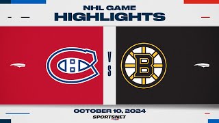 NHL Highlights  Canadiens vs Bruins  October 10 2024 [upl. by Dempsey]