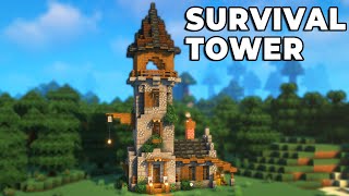 Minecraft Easy Survival Tower Base Tutorial [upl. by Zeuqirdor670]