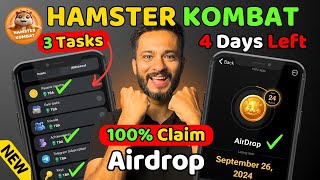 Hamster Kombat 100 AirDrop Claim 3 Tasks  Hamster Kombat Airdrop Withdrawal Now [upl. by Takeshi]