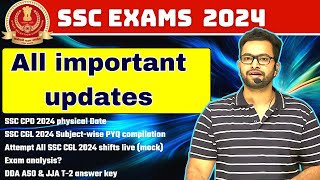 SSC Exams latest updates CGL 2024 Answer key analysis attempt all shifts live CPO PETPST date🙏🏻 [upl. by Yttik55]