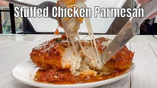 STUFFED Chicken Parmesan  Gooey Crispy and Delish [upl. by Yleme]