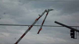 2 Trains Go Through Railroad Crossing With Hinged Gates [upl. by Silloh]