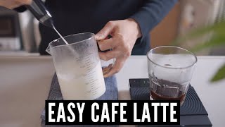 Cafe Latte Recipe  How to make cafe latte at home without machine instant coffeefrother カフェラテの作り方 [upl. by Nevarc]