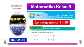 Latihan 22 Matematika Kelas 9 Bab 2 Persamaan dan Fungsi Kuadrat  hal 92  93 Kurikulum Merdeka [upl. by Ativel]