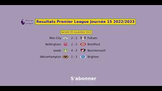 Resultats Ligue anglaise Premier League Journée 15 2022 2023 [upl. by Spieler]