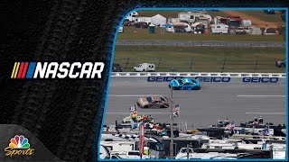 Ross Chastain wrecks out in Stage 1 at Talladega after Kyle Busch contact  Motorsports on NBC [upl. by Ettelimay]