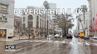 Rainy Beverly Hills  Scenic Drive 4K HDR  Los Angeles USA [upl. by Edgell]