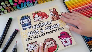 ASMR Coloring my Own Coloring Book  Cute Animals [upl. by Yelik]