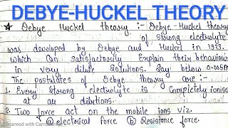 DEBYEHUCKEL THEORY  Basic concept  electrochemistry  msc semester exam notes [upl. by Carver918]