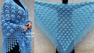 شال كروشيه مثلث سهل وجديدcrochet shawl [upl. by Culosio]