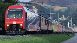 Längster Lokzug mit 24 Schweizer Re 44 auf der OeBB [upl. by Philoo]