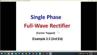 Example 33 PE 3rd ed  FullWave Rectifier  Efficiency  FF  RF  TUF  PIV  CF  PF [upl. by Lucille]