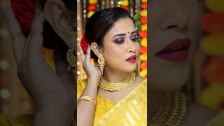 Festive Look 5 দুর্গাপুজো অষ্টমীর সাজ 💖 shortsaday colorfulleyes makeuptutorial barshapatra [upl. by Fraya]