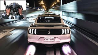 1100HP Ford Mustang Shelby GT500 Swerving Through Traffic  Assetto Corsa  Steering Wheel Gameplay [upl. by Kaasi]