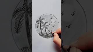 How to draw a Simple Beautiful Scenery  Circle Scenery Drawing  Very easy Circle Scenery Drawing [upl. by Newcomer49]