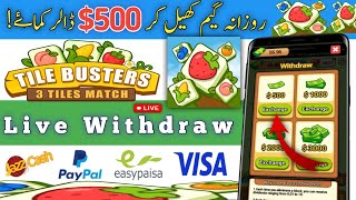 Tile Buster 3 Tile Match 500 Daily Earn Tile Buster 3 Tile Match Real or fakefull review detail [upl. by Idur]