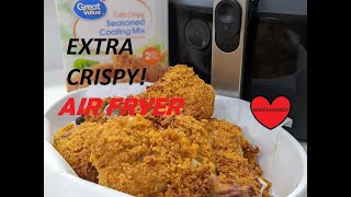 GREAT VALUE EXTRA CRISPY COATING FRIED CHICKEN LEGGS AIR FRYER [upl. by Ayanat]