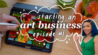 starting my art business ✿ art vlog ✿ designing stickers and art prints to sell online ✿ episode 1 [upl. by Bendicta]