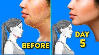 DOUBLE CHIN FAT amp FACE LIFT  5 DAYS FACE WORKOUT [upl. by Gaskins]