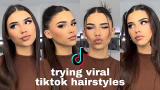 Trying 10 Viral TikTok Hairstyles [upl. by Crescantia498]