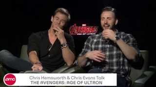 Chris Hemsworth amp Chris Evans Chat THE AVENGERS AGE OF ULTRON [upl. by Boothe]