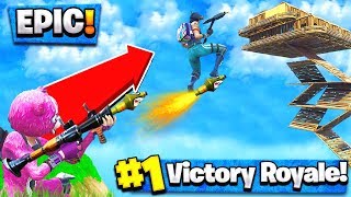 ROCKET RIDING MY BROTHER TO A SKY BASE in Fortnite Battle Royale EPIC [upl. by Nuawad]