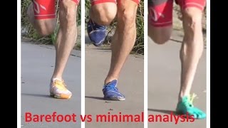 Barefoot vs minimal running shoe analysis review  Vibram FiveFingers New Balance Minimus MV2 [upl. by Sremmus]