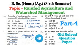 Rainfed Agriculture and Watershed Management MCQs Part 4  Soil science mcq hiteshag [upl. by Idnahc951]