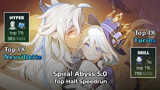 Top 1 Neuvillette amp Furina Speedrun Spiral Abyss 50 in 61s  Genshin Impact [upl. by Jehu]