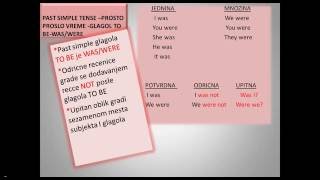 PAST SIMPLE TENSE –PROSTO PROSLO VREME GLAGOL TO BEWASWERE [upl. by Annodahs]