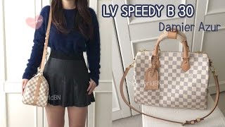 Louis Vuitton Speedy Bandouliere 30 Damier Azur Review Speedy B 30 [upl. by Nolrev]