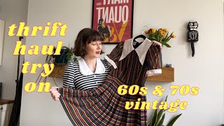 Vintage Thrift Haul Try On  60s and 70s Fashion [upl. by Aribold688]