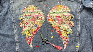 Textile Scraps Made into Beautiful Artsy Fabric Upcycled Liberty Lawn Jacket Applique crazyquilt [upl. by Aleron]