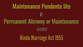 Maintenance Pendente lite amp Permanent Alimony and Maintenance [upl. by Earahs920]