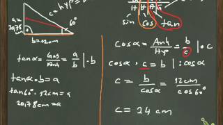 Beispielaufgaben zu Sinus Cosinus Tangens  vorgerechnet [upl. by Aicella]