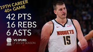 Nikola Jokic 42 pts 16 rebs 6 asts vs Spurs 2324 season [upl. by Effy]