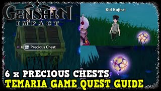 Kujirais Temaria Game Quest Guide in Genshin Impact All Temari Locations 6 x Precious Chest [upl. by Macario]