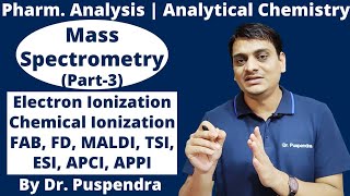 Part 3 Ionization Techniques in Mass Spectrometry  EI CI FAB FD MALDI TSI ESI APCI APPI [upl. by Nnil]