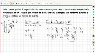 Queda livre e Lançamentos  UFRJ Uma pedra é lançada do solo verticalmente para cima [upl. by Notgnilliw]