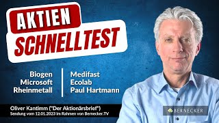 AktienSchnelltest inkl Microsoft Biogen Rheinmetall Medifast Ecolab und Paul Hartmann [upl. by Accebar]